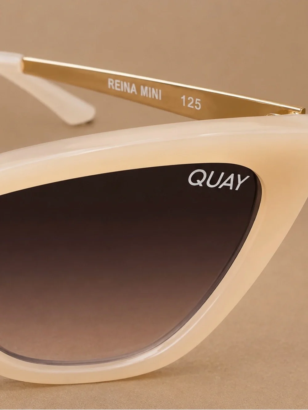 Quay Australia Cream Frame Sunglasses with Purple Gradient Lenses